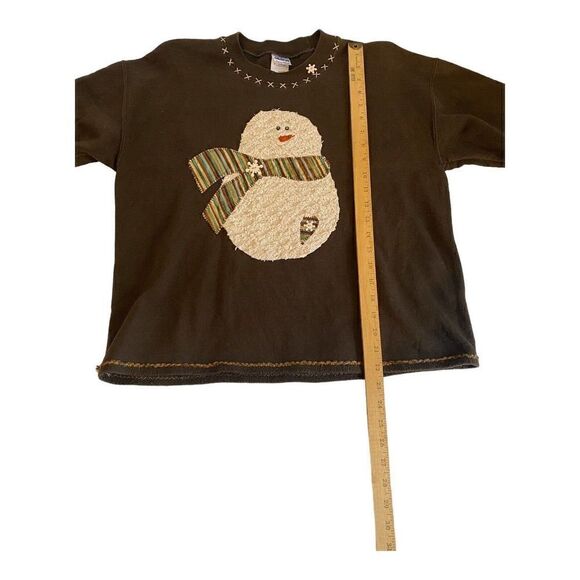 Vintage Gildan Snowman Sweatshirt Winter Size M Brown - Picture 10 of 13